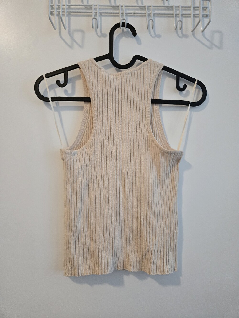 Zara Cream Ribbed Button Tank - Picture 3 of 4